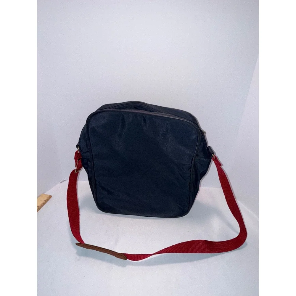 Samsonite Port-of-Entry Navy Blue Red Stripe Nylon Crossbody Messenger Bag Vtg